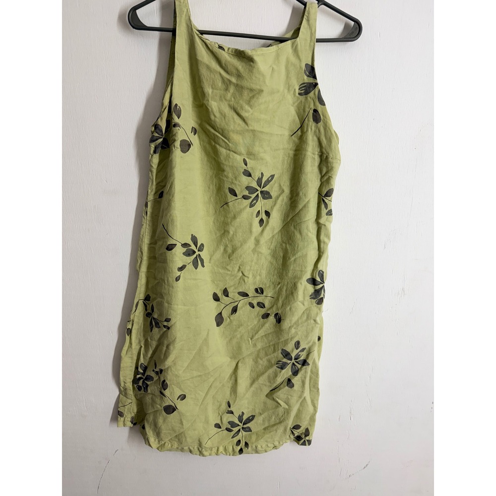 John Paul Richard Vintage Linen Blend Floral Mini Dress Sage Green Small